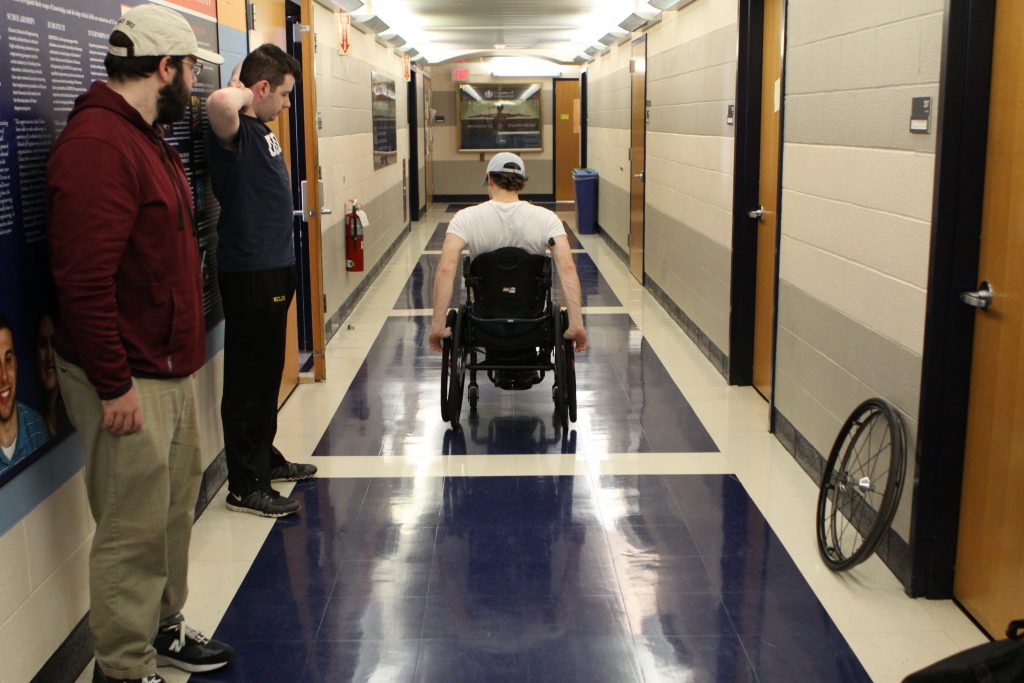 A student in a wheelchair